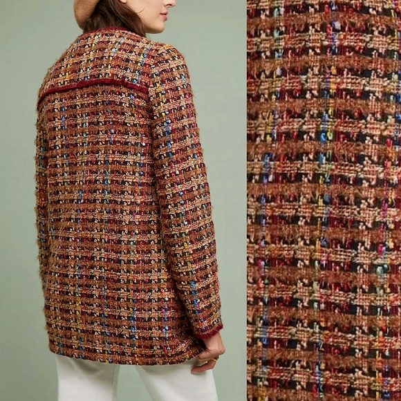 🌈NEW🌈 Anthropologie Tweed Rainbow Blazer Jacket Coat, Small - Picture 5 of 10